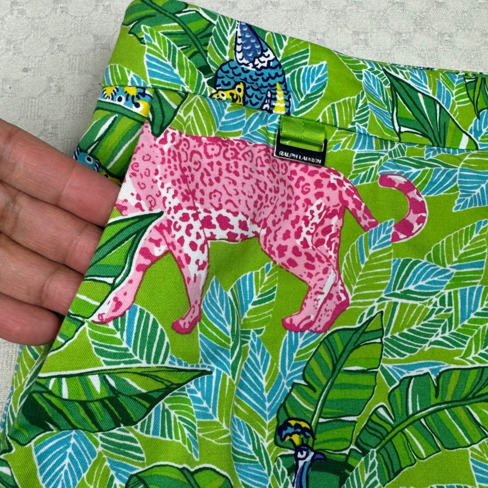Polo Golf Ralph Lauren Skort Womens 8 Green Pink Tropical Leopard Statement - Picture 10 of 11